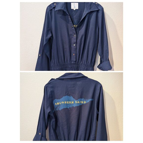 Southern Saint Blue Collar adjustable arm length romper  Sz S - Picture 5 of 9